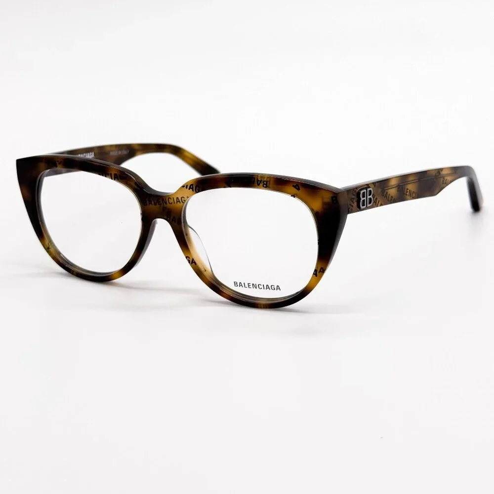 NEW BALENCIAGA EYEGLASSES BB0131O 008 ROUND OVAL HAVANA WOMEN EYEWEAR BALENCIAGA